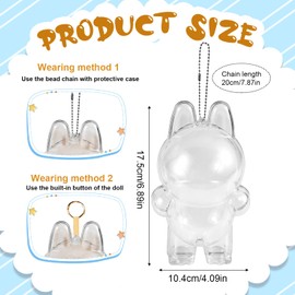 Protective Case for Plush Figure Doll, 6.9 Inch Display Stand Acrylic Case Cover Mini Transparent Standing Doll Protector Cover Clear Dust Cover Walking Display Bag Display Case for Fan Collection