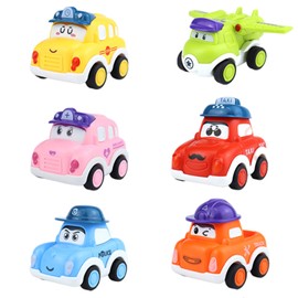 6 Pcs Cars For 1 Year Old, Pull Back Cars Boys Racing Cars Cartoon Truck Car Toys with Cranes Toy Car Set Toy Car For 1 Year Old First Birthday Gifts for Toddler Toys Age 1-2 Toy Car Gifts