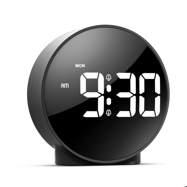 KeeKit Digital Alarm Clock, High Definition LED Desktop Clock, Alarm Clock with DC Port for Charging, Snooze Function, 4 Adjustable Brightness for Home, Bedroom, Office, Black
