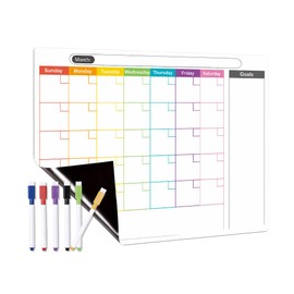 Magnetic Weekly Monthly Planner Whiteboard for Fridge, Magnetic Dry Erase Planning Board with 6 Color Markers, Suction Cup & Towel, Magnetic Fridge Schedule Board Memo Board for Home School Office (C)