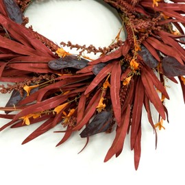 Furisin Fall Wreath for Front Door Autumn Harvest Wreath 22 inch with Brown Wheat Leaves for Front Door Indoor Outdoor Farmhouse Porch Window Home Decoration