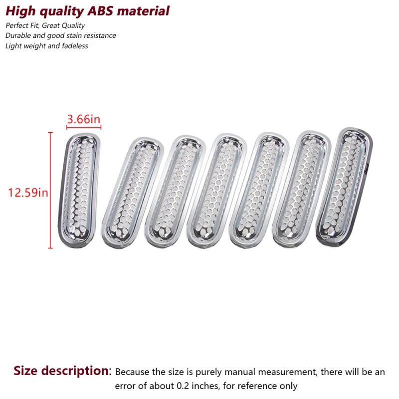 Savadi-Car 7pcs Front Grille Insert Mesh Cover Trim Kit Chrome