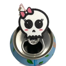 CTABPALS Cute Skull Soda Can Opener Pop Can Tab Opener With Keychain Strap Help for Long Nails,Kids,Sore Hands,Arthritis White02
