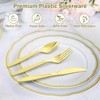 Dealusy 300 Count Extra Heavy Duty Gold Plastic Silverware, 100