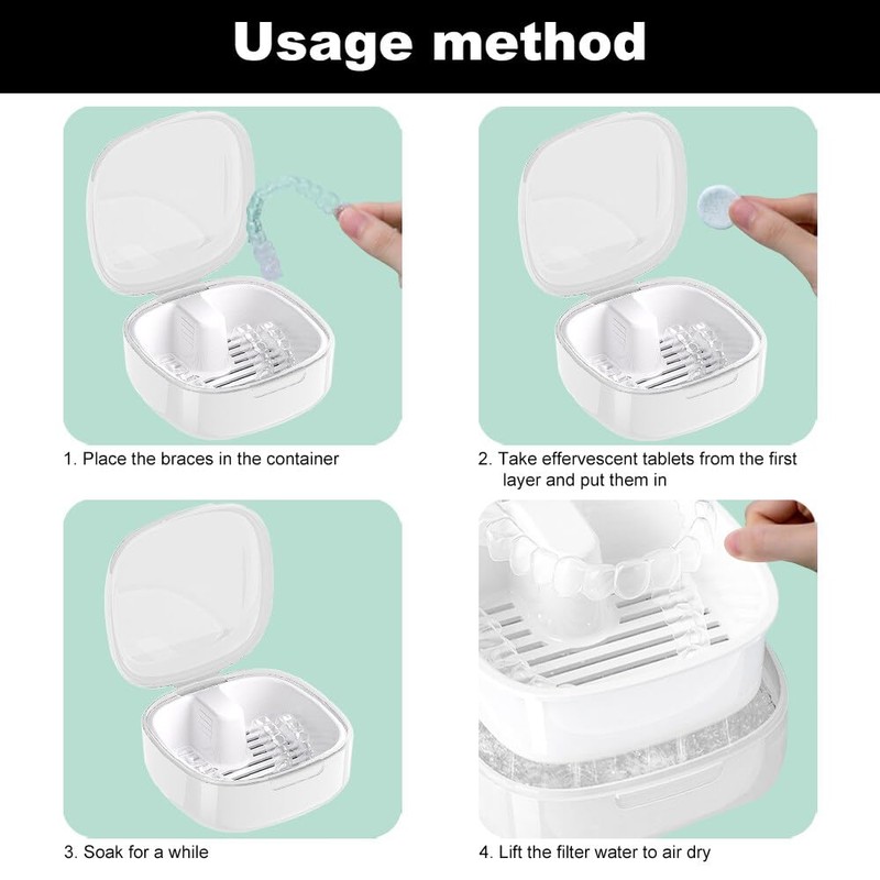 GmeDhc Braces Box with Strainer, Portable Denture Box Cover, Invisible