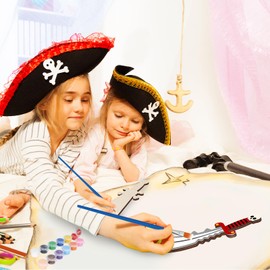 Fennoral 12 Pack Pirates Craft for Kids Make You Own Pirates Wooden Swords Arts and Crafts for Girls Boys DIY Coloring Pirates Theme Craft for Classroom Art Activity Cosplay Supplies Birthday Gifts