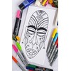 Tribal African Mask - Coloring Canvas For Adults, Stretched primed