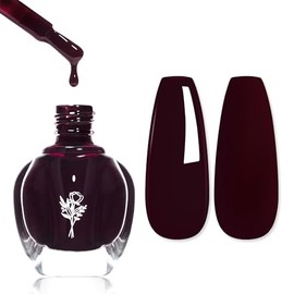 COSMOO Esmalte de uñas rojo cereza de secado rápido, manicura resistente a astillas negro rojo, no tóxico, vegano, libre de crueldad, 12ml, secado ráp