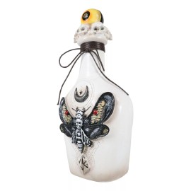 Wicca Black Skull Moth Crescent Moon And LED Witch Eyeball Faux Potion Bottle