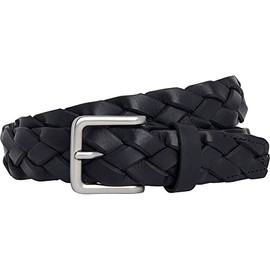 Hackett London Men's LTHR Flat Plait Belt, Black, XL