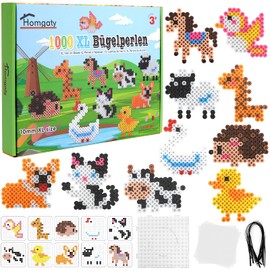 Homgaty Fuse Beads Kit, 10 Colors 10mm Iron Beads for Kids with Pegboards Tweezers Ironing Papers Keyrings Fuse Bead Craft Kit for Boys Girls DIY Crafts