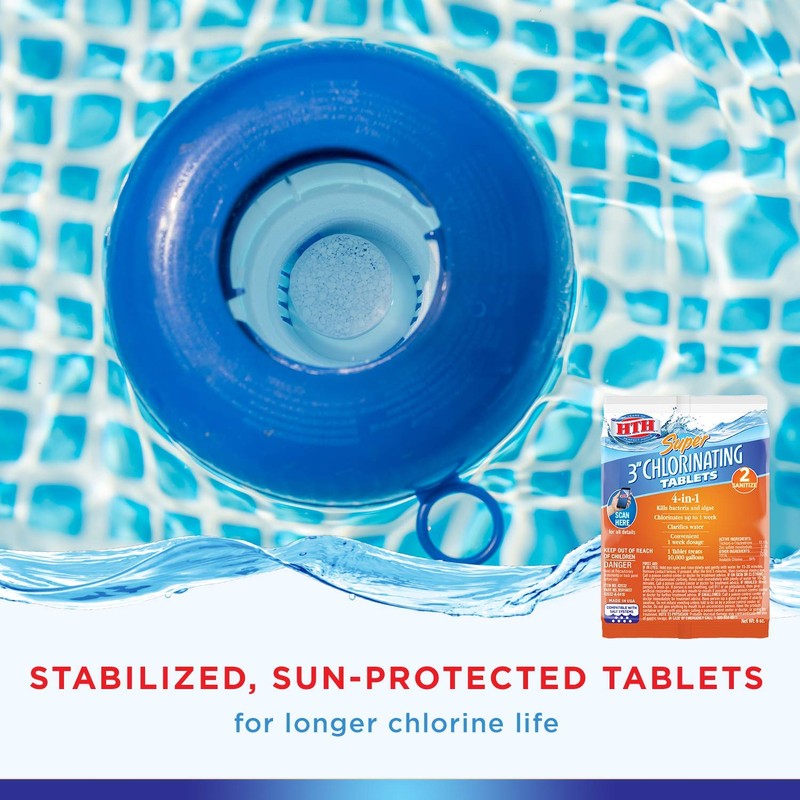 HTH 42032 Super 3-inch Chlorinating Tablets Swimming Pool Chlorine Sanitizer,