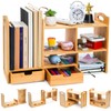Eorbow Eorbow Bamboo Desktop Bookshelf, Expandable Counter Bookcase, Storage Shelves