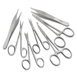 Set of 7 Pieces Scissors Forceps Hemostats Needle Holder Driver Set for Educational Training and Medical Procedures Made of Stainless Steel by Cynamed