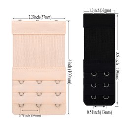 Cxapnstou Women Elastic Bra Extender 2 Hook / 3 Hook, Bra Strap Extension, (2 Hook 1/2 Inch & 3 hook 3/4 Inch) 3 Colors 6pcs