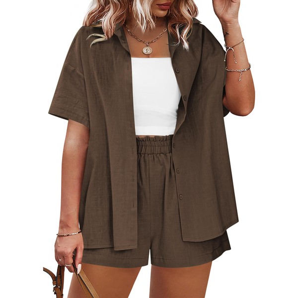 IN'VOLAND Women's Plus Size 2 Piece Outfits Summer Tracksuit Cotton