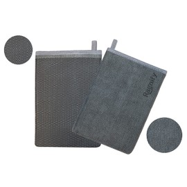 Ragnify Pack of 2 Clay Mitt for Car Detailing Medium Grade Alternative Mitt for Flawless Removal of Surface Bonded Micro Contaminant (Mesh Surface, Grey)