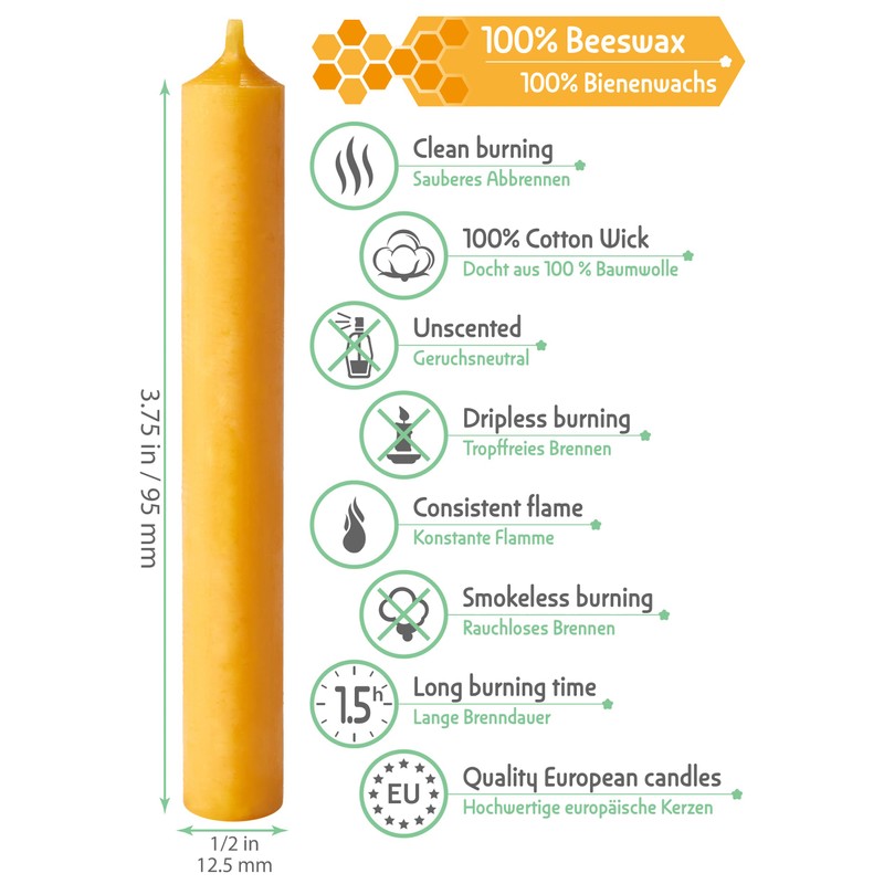 Eika Premium 100% Beeswax Tree Candles - Pack of 20