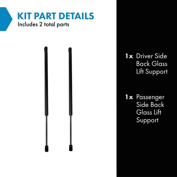 TRQ TRQ Driver & Passenger Side Back Glass Lift Support