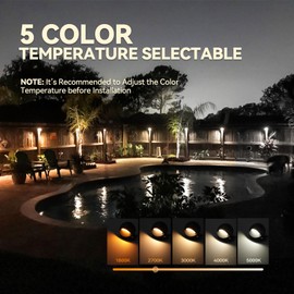 LEONLITE 12-Pack Update 5CCT LED Low Voltage Deck Lights, 180LM 3.74inch Landscape Step Railing Fence Light, 12-24V AC/DC, CRI90, Die-cast Aluminum Housing & Frosted Glass Lens, UL Cord, Black