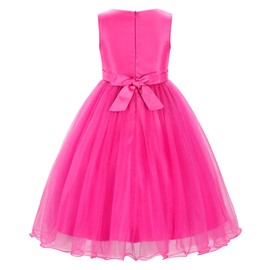 JerrisApparel Little Girls' Sequin Mesh Flower Ball Gown Party Dress Tulle Prom (5, Rose)