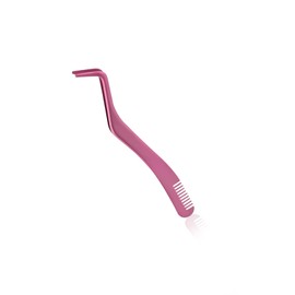 1pcs Eyelash Applicator,2 in 1 Eyelash Applicator Tool,Lash Tweezers Strip Lashes,Double Ended Eyelash Tool with Built in Lash Comb for Precise Lash Application, Curved Eyelash Tweezers Nipper(Pink)