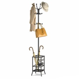 Chiozza Coat Rack Freestanding, Metal Coat Tree with Umbrella Holder, Coat Hanger Stand with 12 Hooks, Standing Coat Rack Stand for Entryway Living Room Bedroom Office