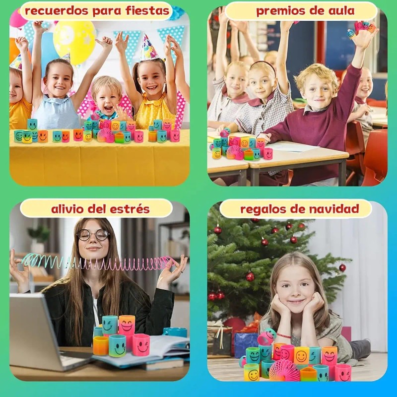 36 Pzs De Juguetes De Resorte Arcoíris Surtidos De Plástico