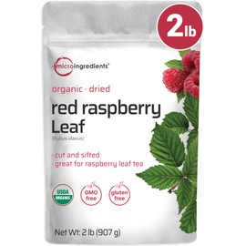Organic Dried Raspberry Leaf Tea, 2lbs | Refills up to 907 Tea Bags | Premium Source from Germany for Herbal Pregnancy Tea | Cut & Sifted Whole Leaves | Non-GMO, No Sugar, Eco-Friendly Recyclable Bags