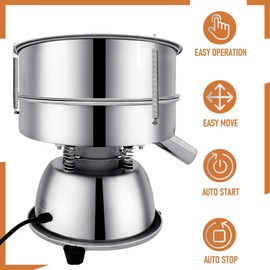 Sidasu Automatic Powder Sifter Machine 12 Mesh 80 Mesh Automatic Sieve Shaker Vibrating Machine 110V Stainless Steel Sieve Shaker Machine with 2 Screens, Sieve Shaker Machine for Flour Powders