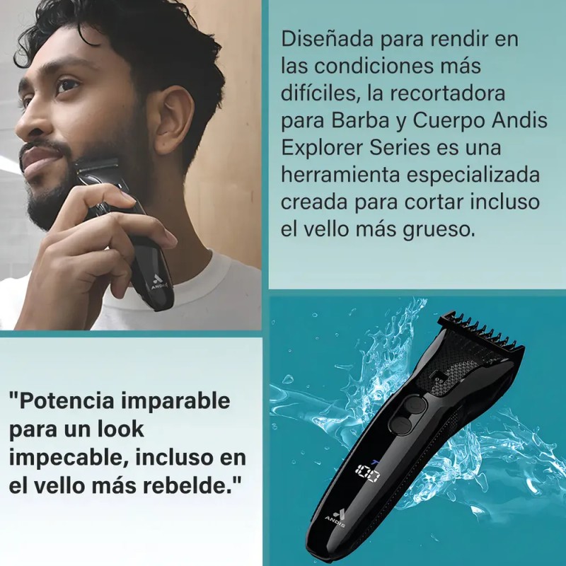 Máquina Rasuradora Andis Explorer Series Inalámbrica para Barba y Cuerpo