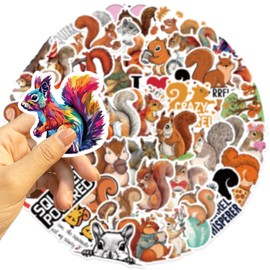 50 Pcs Squirrel Stickers for Children Teens Girls Boys,Cute Animals Stickers for Laptop Water Bottles,Bicycle,Skateboard,Computer,Waterproof PVC Vinyl for Wall, Graffiti Stickers