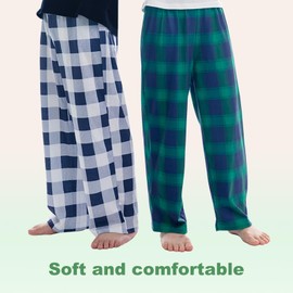 Youth Comfort Pajama Pants 3 Pack, Soft Elastic Waist Pajama Pants, Plaid Lounge Pants with 2 Pockets (style 2, 6-7Y)