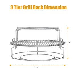 BBQ-PLUS Expander Rack Replacement Kit for Large Big Green Egg,Heavy Duty Stainless Steel 3 Tier 5 Piece Grill Basket Accessories with Removable Cooking Rack System Large