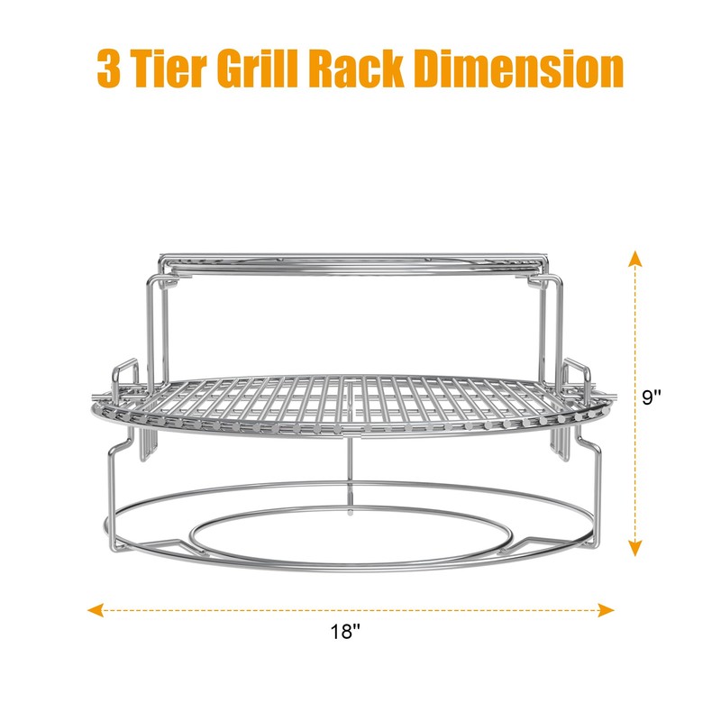 BBQ-PLUS Expander Rack Replacement Kit for Large Big Green Egg,Heavy