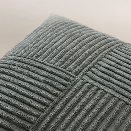 Sungeek Pack of 1 Corduroy Cushion Cover, Cross Stripes Pattern, Corduroy Cushion Covers, Sofa Cushion, Decorative Patchwork Design, Decorative Cushion Covers for Living Room (45 x 45 cm, Dark Grey)