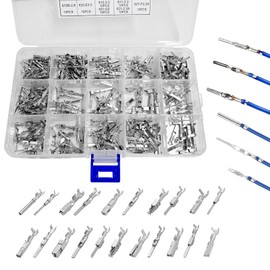 NYTKL 290PCS Car Electrical Wire Terminal Pins Connector, 1/1.5/1.8/2.2/2.8/3.5mm Electric Connector Terminal Pin, 21Type Non-Insulated Plug Removal Male & Female Crimped Pins