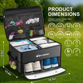 ShYeenei Golf Trunk Organizer, Improved Version 2-Layer Golf Storage Locker, with Ventilated Shoe Compartment, Waterproof & Eco-Friendly Golf Organizer for Car Trunk, Travel, and Daily Use