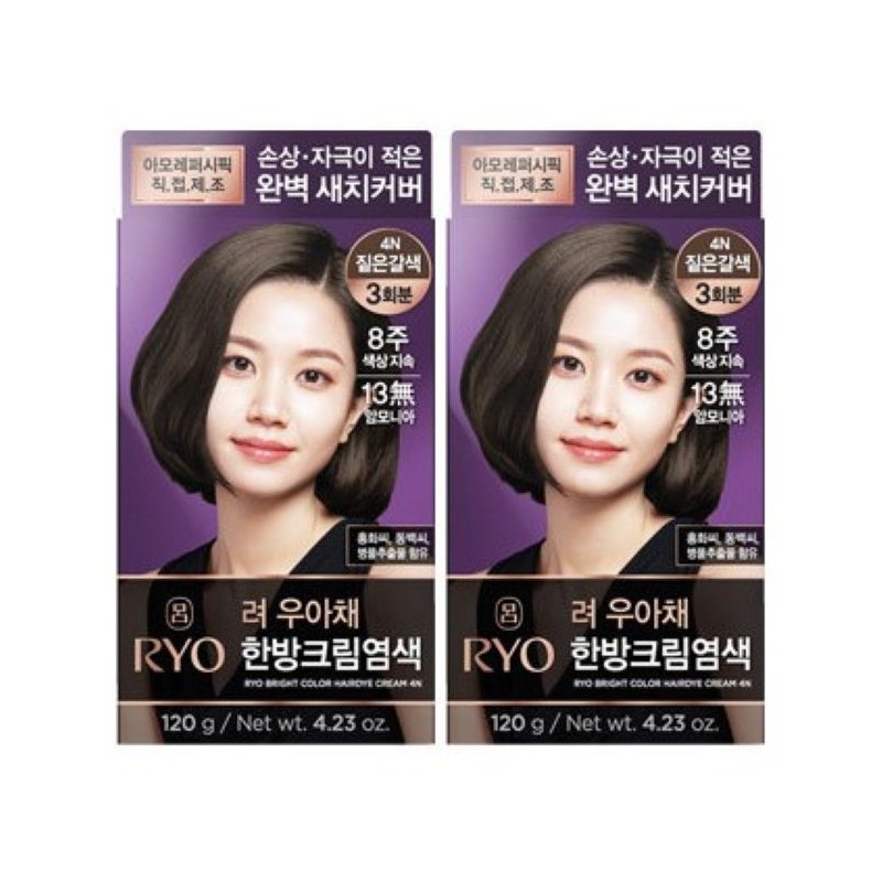 Ryo Uachae Stylish Gray Hair Cream 120g 4pcs Dark Brown