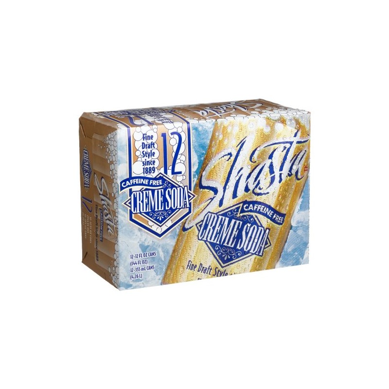 Shasta 12 Piece Pack Soda Soft Drinks, CREME SODA