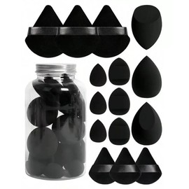 15PCS Makeup Sponge Set Beauty Blender Sponge for Mini Makeup Sponges Triangle Powder Puff with Foundation Blending Soft Make Up Sponges for Face Cosmetic Applicator for Powder Liquid ﻿ (Black)