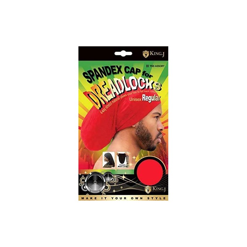 King.J Regular Size Unisex Spandex Cap For Dreadlocks, Black, 1