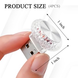 Hovom 4PCS USB LED Car Interior Atmosphere Lamp, Portable Mini Car LED Night Light Decoration, Plug-in USB Automotive Ambient Lighting Kit, Universal for Cars SUVs Trucks RVs (Multicolor Slow Flash)