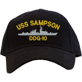 Otto USS Sampson DDG-10 Embroidered Baseball Cap - Available in 3 Colors - Hat - Black