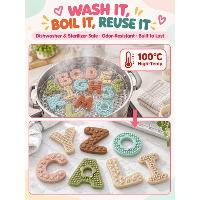 Magnetic Letters for Fridge - Soft Silicone Alphabet Magnets, Toddler