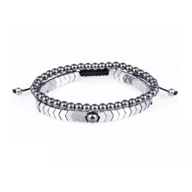 N/A MENS HEMATITE BEAD SET BRACELET