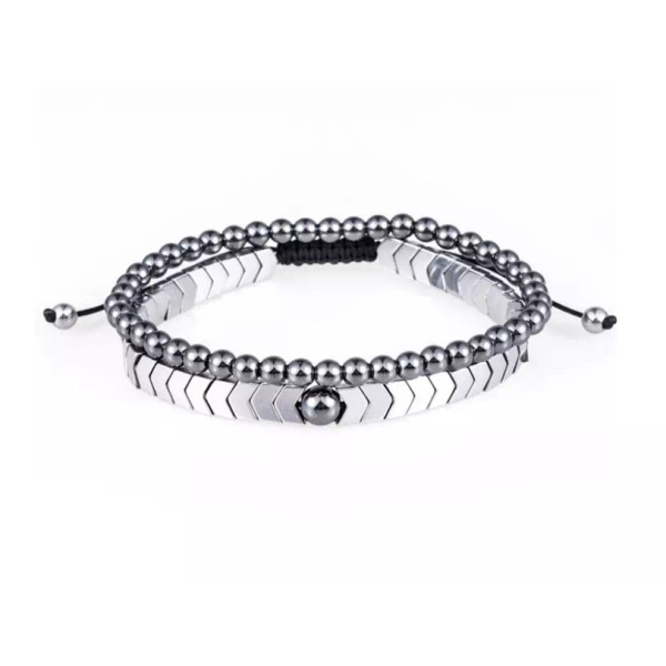 N/A MENS HEMATITE BEAD SET BRACELET