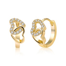 Gold Earrings for Women, Small Heart Hoop Earrings Zirconia Hoops Earring Hypoallergenic Small Huggie Hoop Earring Zirconia Heart Hoops for Women Girls