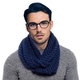 i-Smalls Mens Boys Zane Thick Cable Knit Winter Snood Scarf Neckwarmer (One Size) Navy