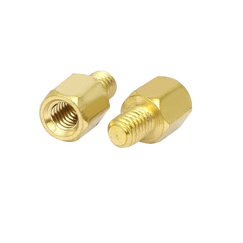 sourcingmap® M3 x 5mm+4mm Male to Female Thread Brass Hex
